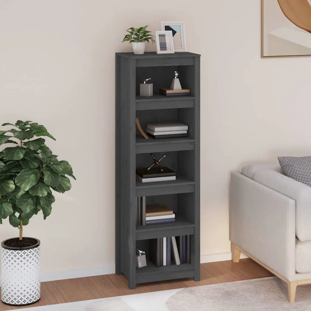 vidaXL Библиотека сива 50x35x154 см бор масив