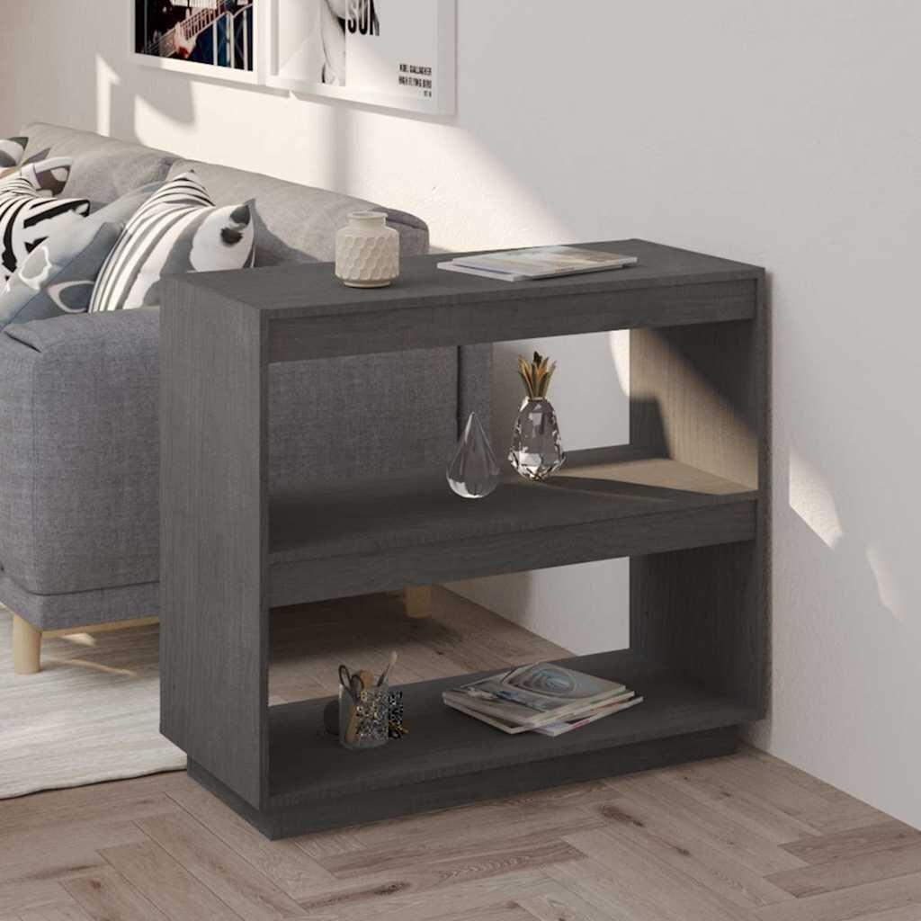 vidaXL Библиотека сива 80x35x71 см бор масив