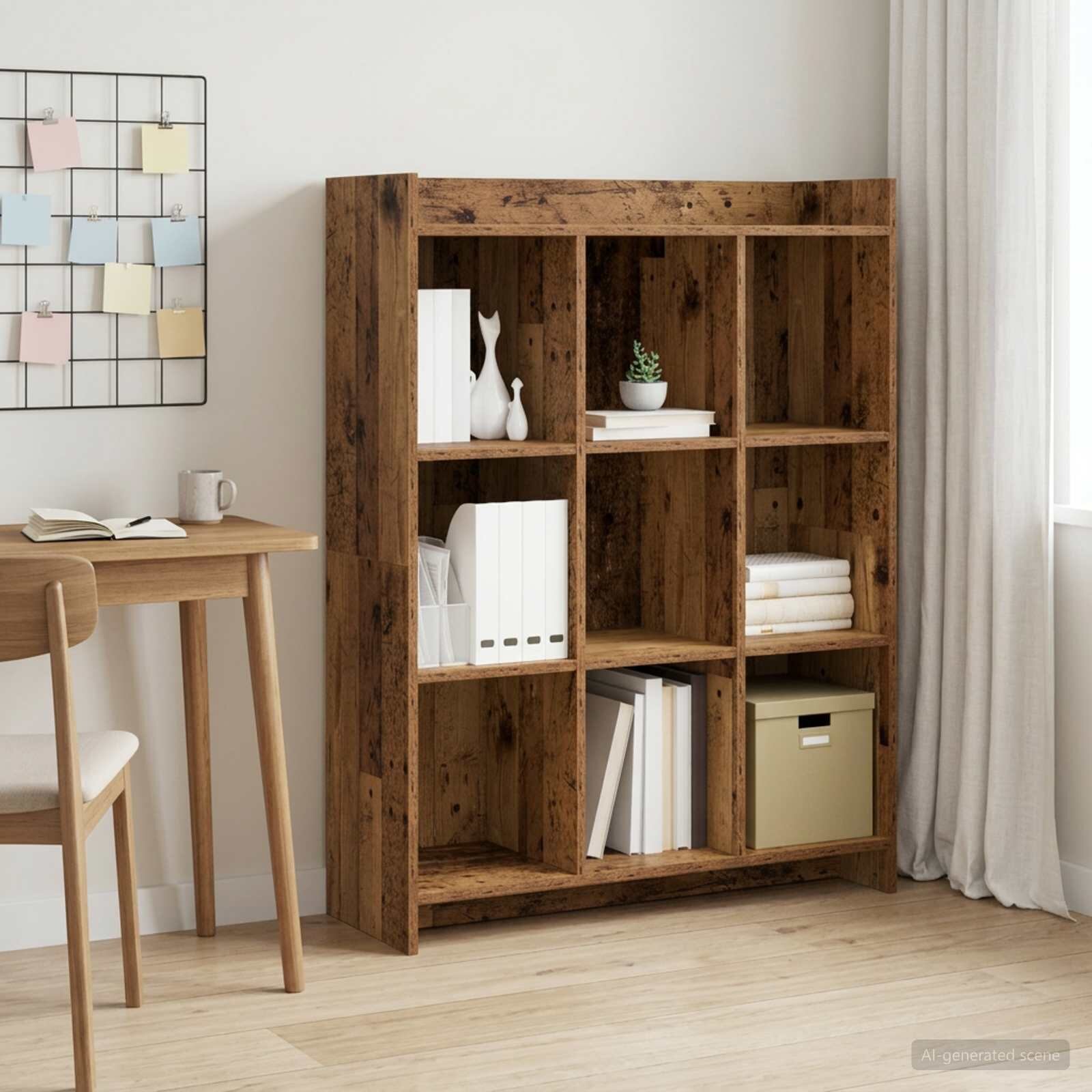 vidaXL Библиотека Старо дърво 875 x 30 x 111 см Инженерна дървесина