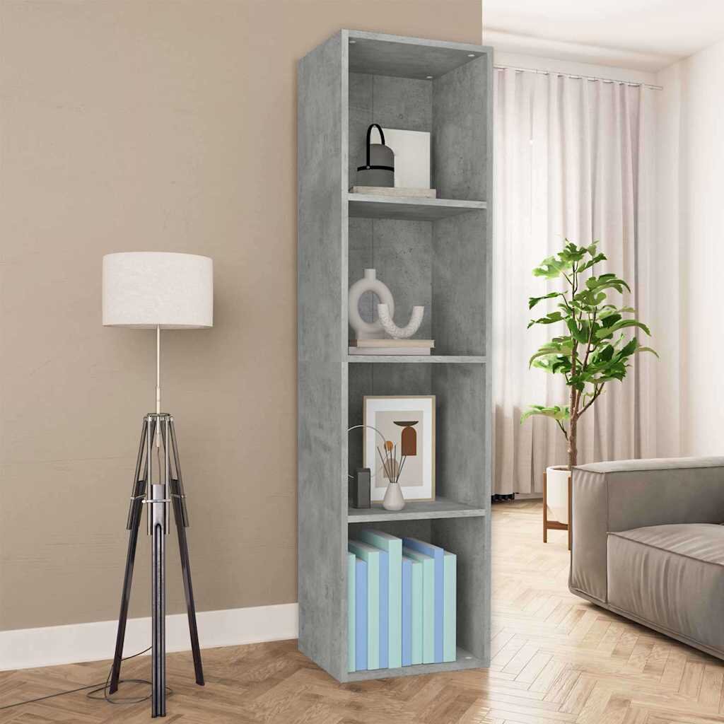 vidaXL Библиотека/ТВ шкаф бетонно сива 36x30x143 см инженерно дърво