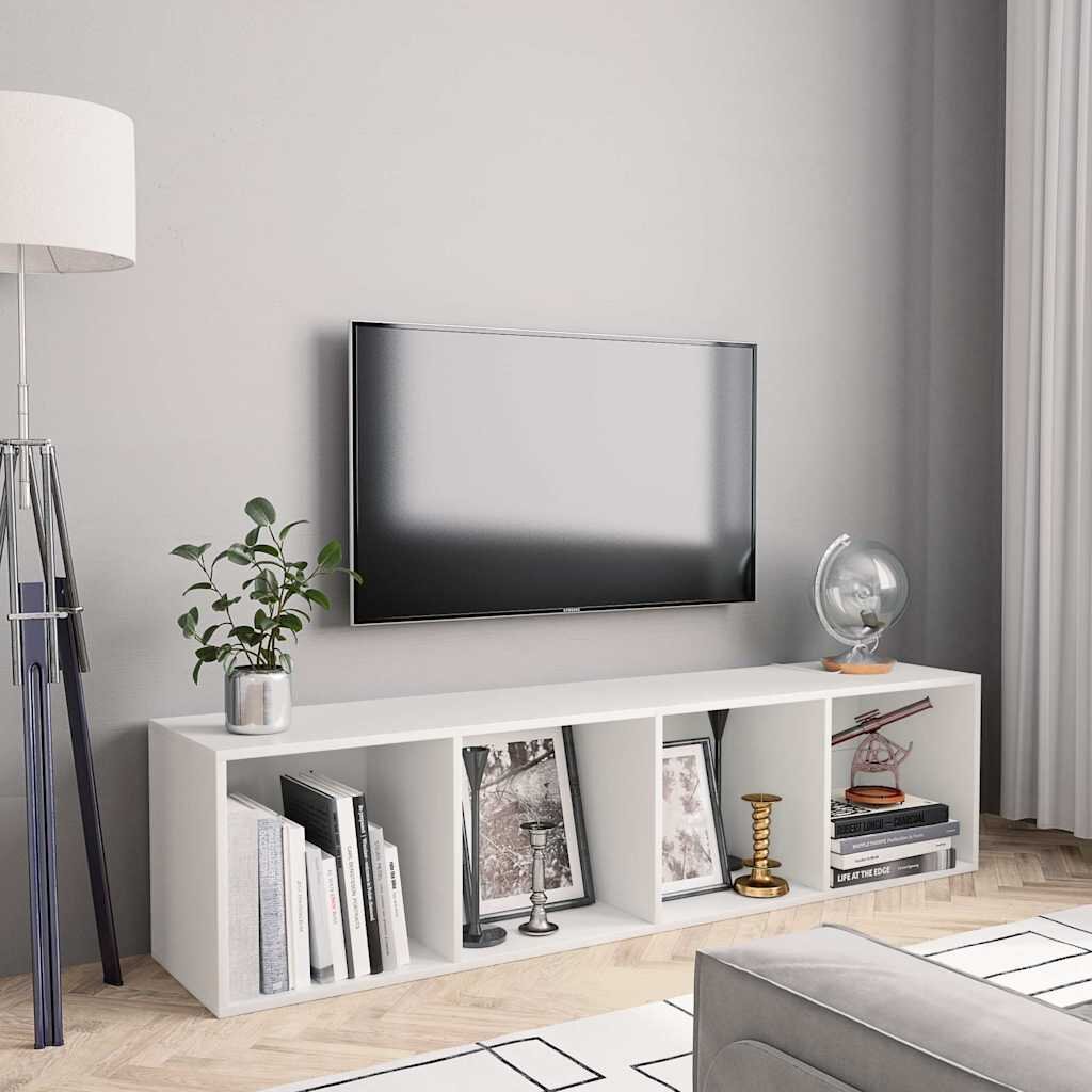 vidaXL Библиотека/ТВ шкаф бяла 143x30x36 см