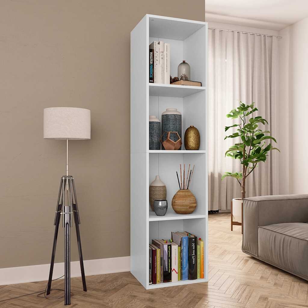 vidaXL Библиотека/ТВ шкаф бяла 36x30x143 см инженерно дърво