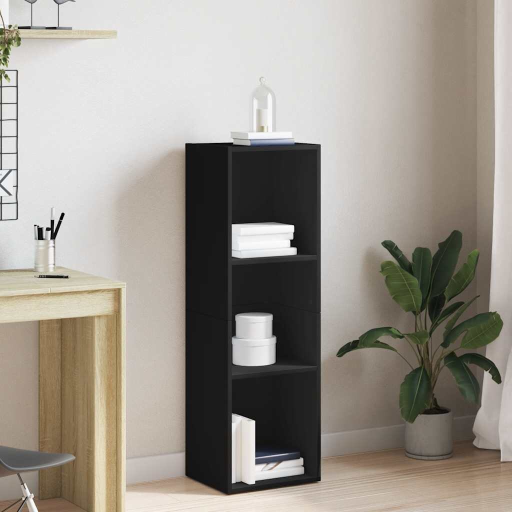 vidaXL Библиотека/ТВ шкаф черна 36x30x114 см инженерно дърво