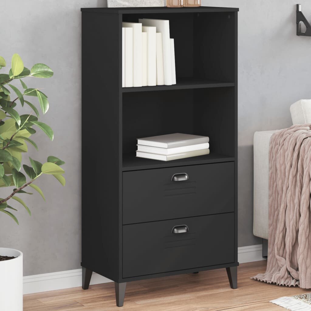 vidaXL Библиотека "VIKEN" черна 60x35x123 см инженерно дърво