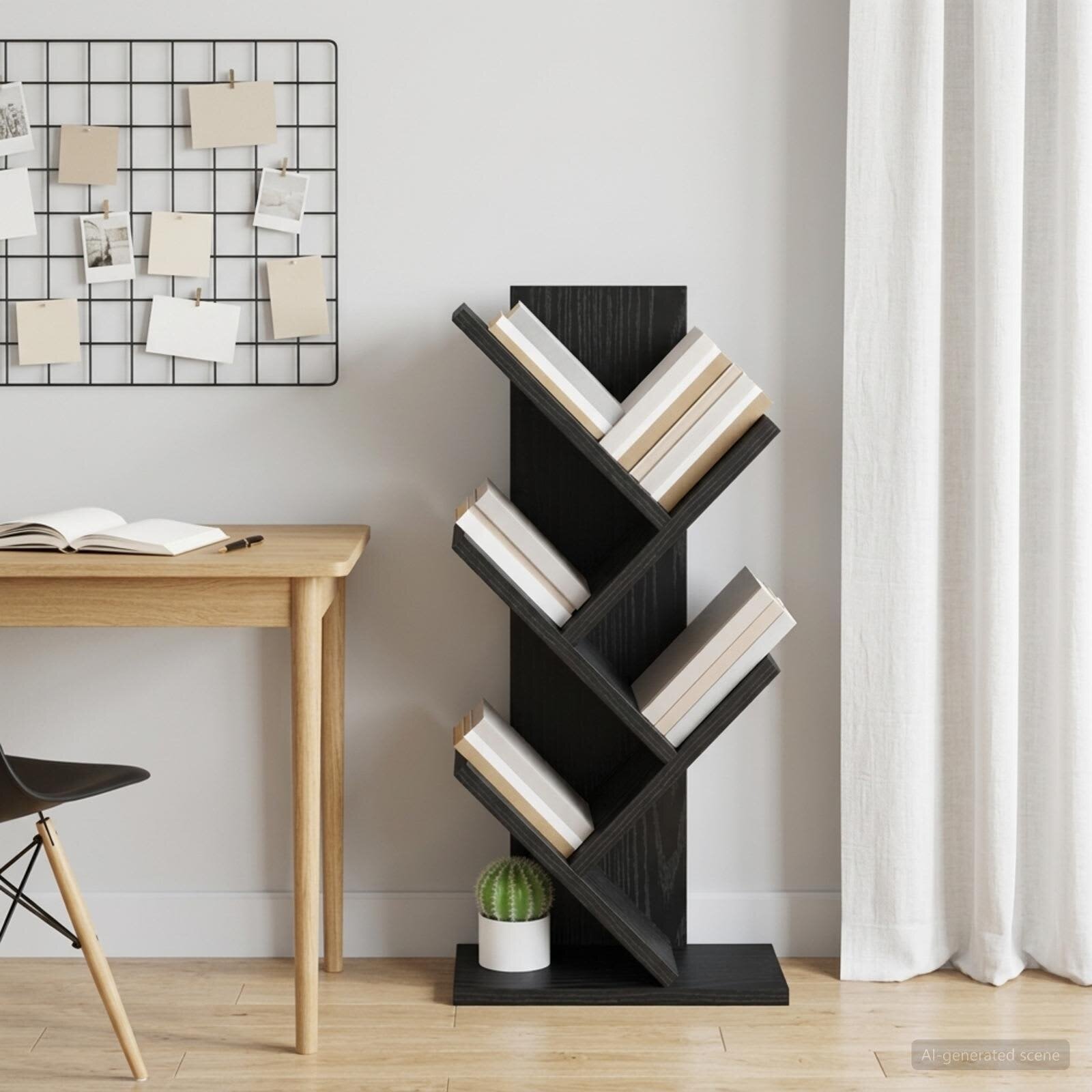 vidaXL Библиотека за книги с форма на дърво 4 нива 30 x 18 x 60 см
