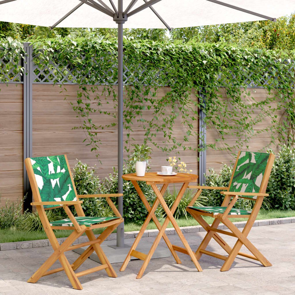 vidaXL Бистро комплект 3 части на листа плат и дърво масив