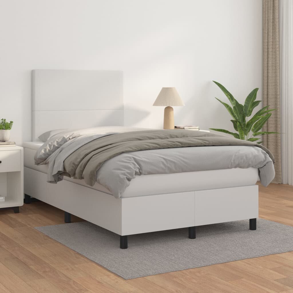 vidaXL Боксспринг легло с матрак бяло 120x200 см изкуствена кожа