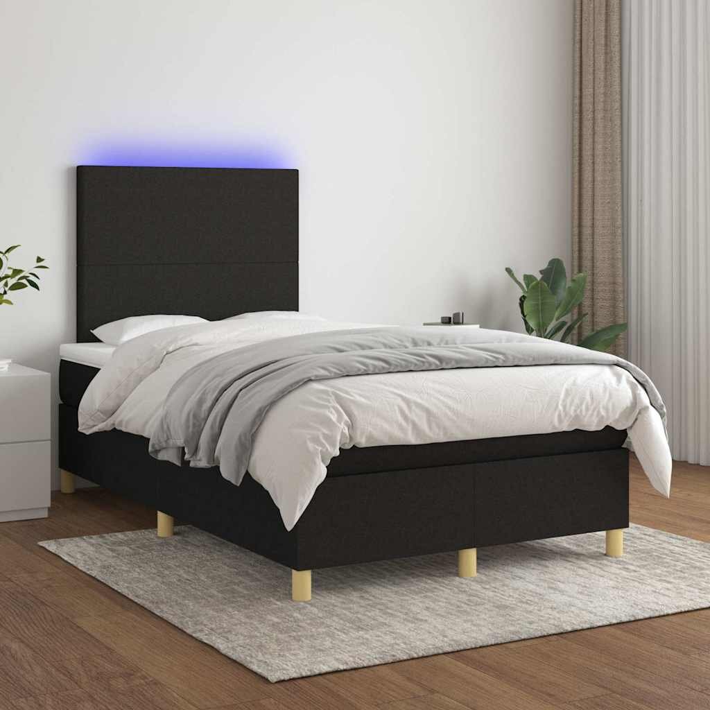 vidaXL Боксспринг легло с матрак и LED черно 120x200 см плат