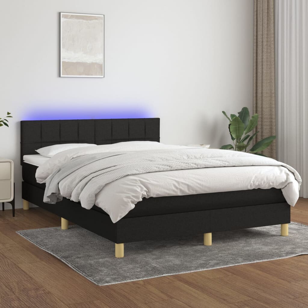 vidaXL Боксспринг легло с матрак и LED черно 140x190 см плат