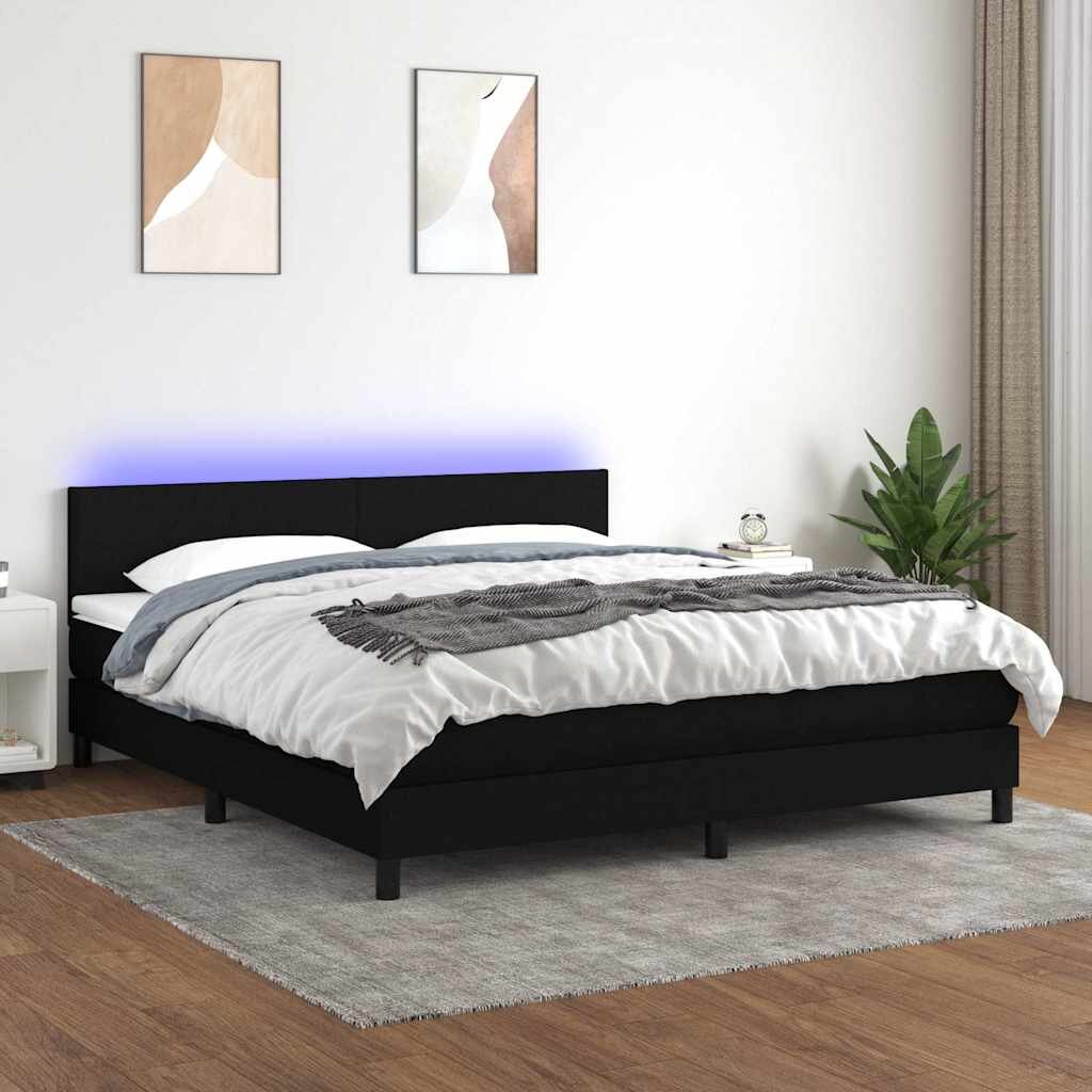 vidaXL Боксспринг легло с матрак и LED черно 160x200 см плат