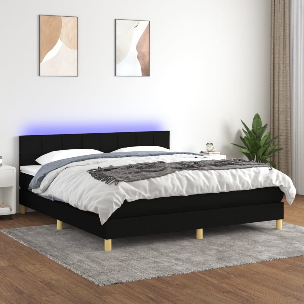 vidaXL Боксспринг легло с матрак и LED черно 160x200 см плат