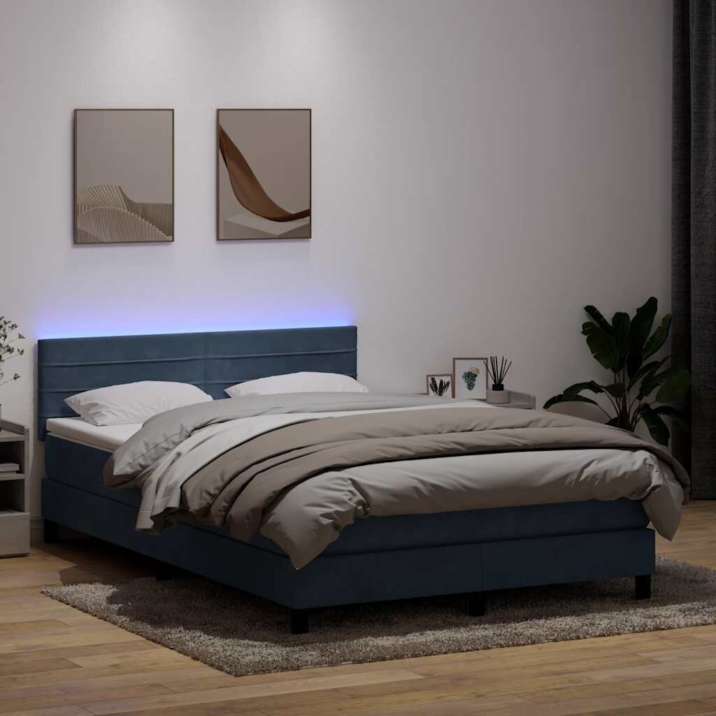 vidaXL Боксспринг легло с матрак и LED тъмносиво 160x210 см кадифе