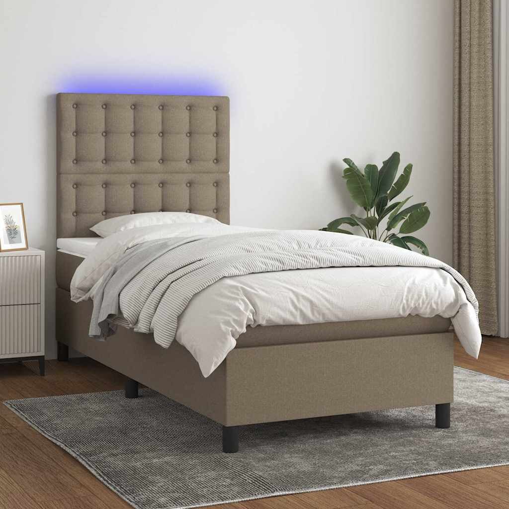 vidaXL Боксспринг легло с матрак и LED таупе 100x200 см плат