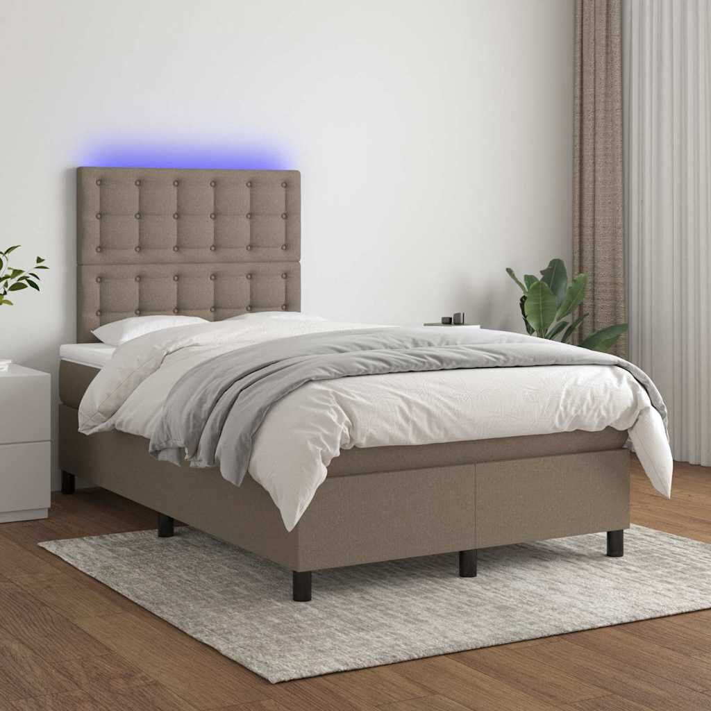 vidaXL Боксспринг легло с матрак и LED таупе 120x200 см плат