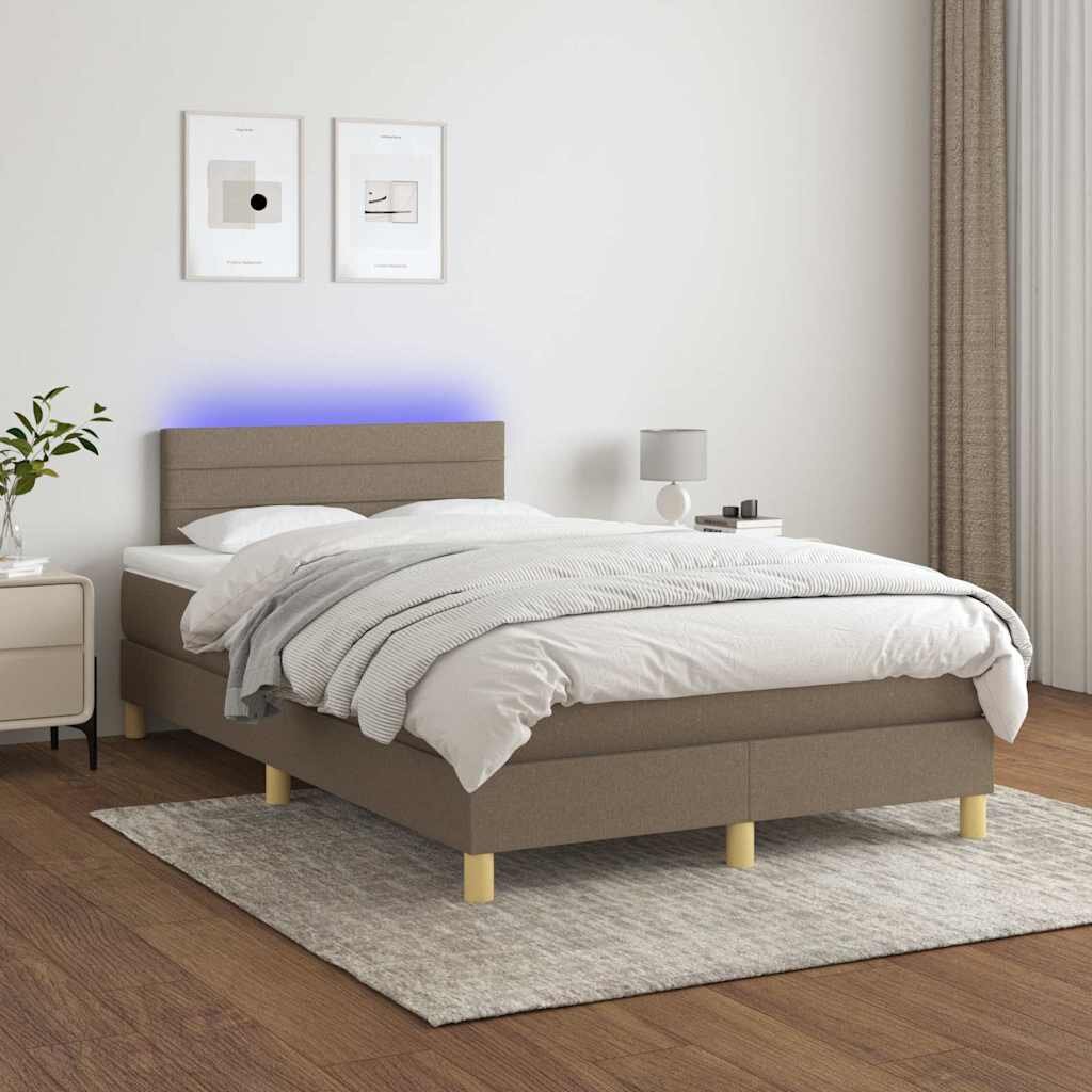 vidaXL Боксспринг легло с матрак и LED таупе 120x200 см плат