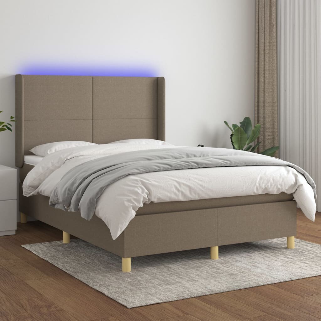 vidaXL Боксспринг легло с матрак и LED таупе 140x190 см плат