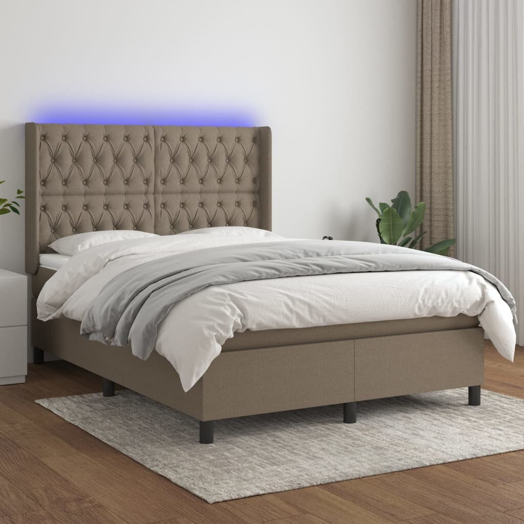 vidaXL Боксспринг легло с матрак и LED таупе 140x200 см плат