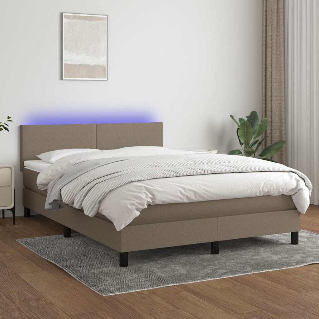 vidaXL Боксспринг легло с матрак и LED таупе 140x200 см плат