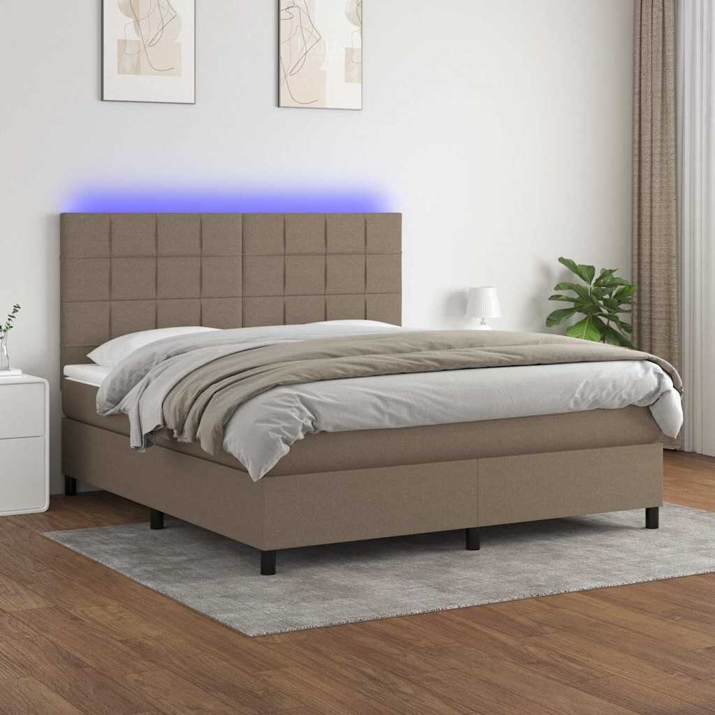vidaXL Боксспринг легло с матрак и LED таупе 160x200 см плат