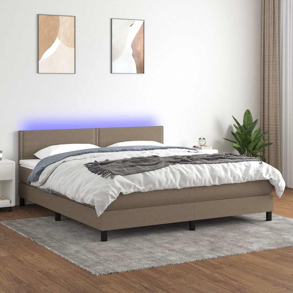 vidaXL Боксспринг легло с матрак и LED таупе 180x200 см плат