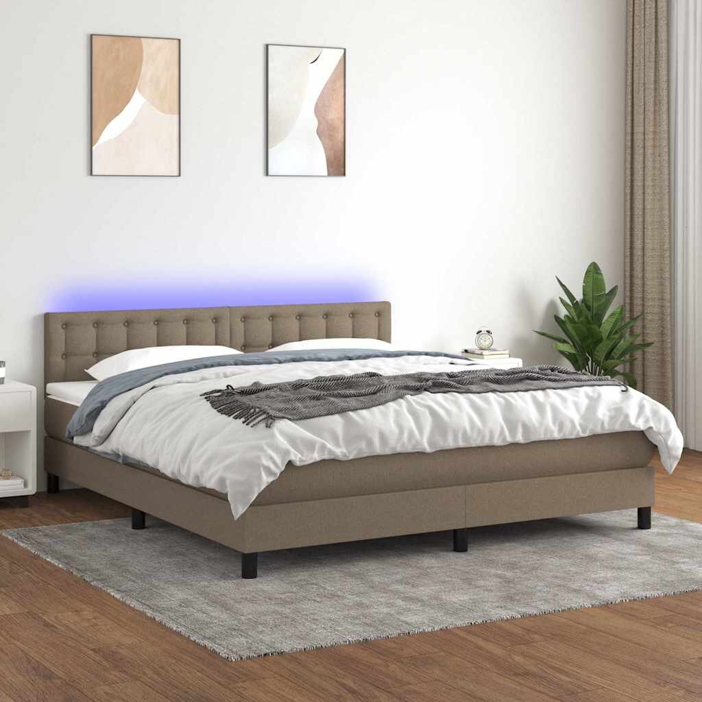 vidaXL Боксспринг легло с матрак и LED таупе 180x200 см плат