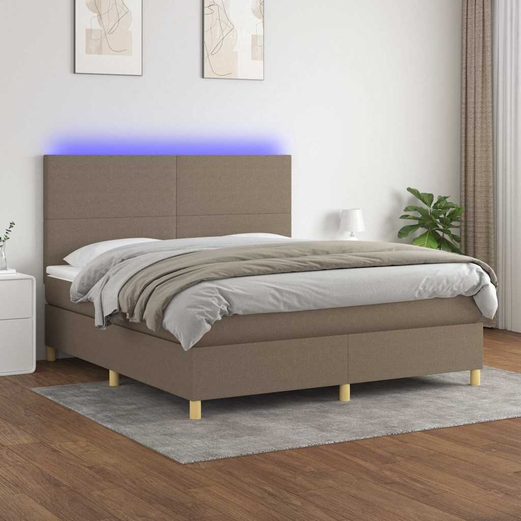 vidaXL Боксспринг легло с матрак и LED таупе 180x200 см плат