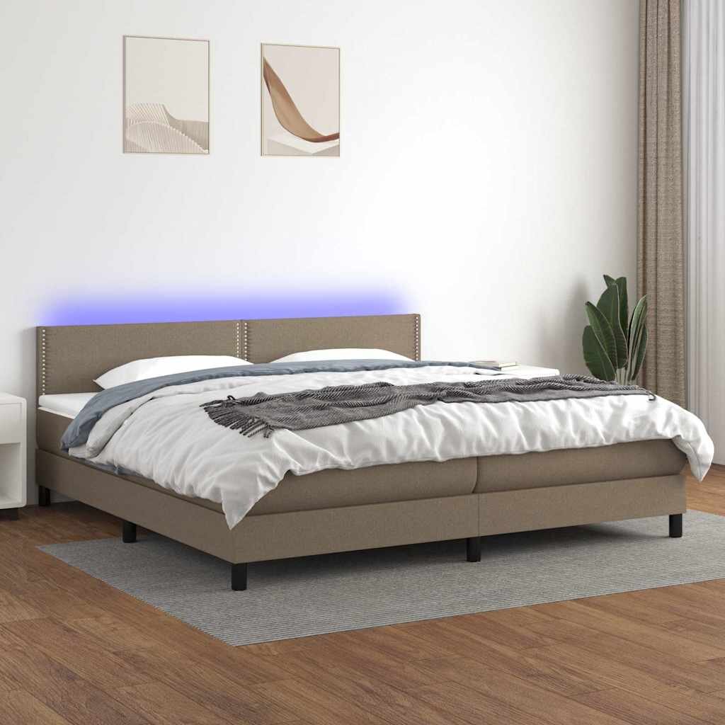 vidaXL Боксспринг легло с матрак и LED таупе 200x200 см плат