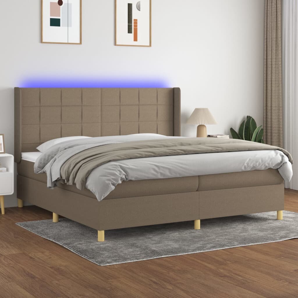 vidaXL Боксспринг легло с матрак и LED таупе 200x200 см плат