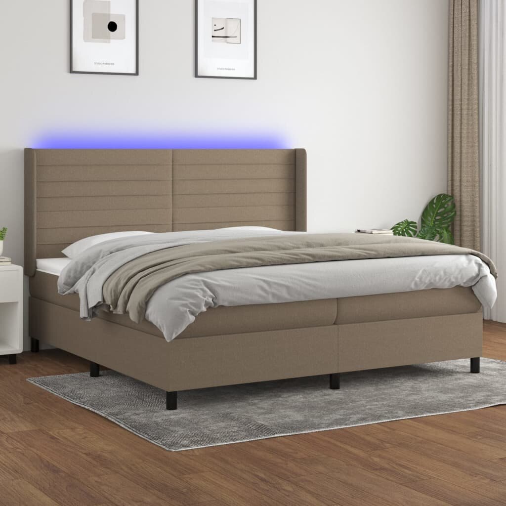 vidaXL Боксспринг легло с матрак и LED таупе 200x200 см плат