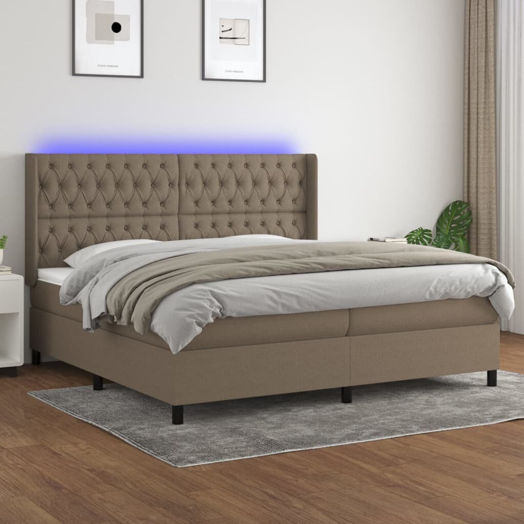 vidaXL Боксспринг легло с матрак и LED таупе 200x200 см плат