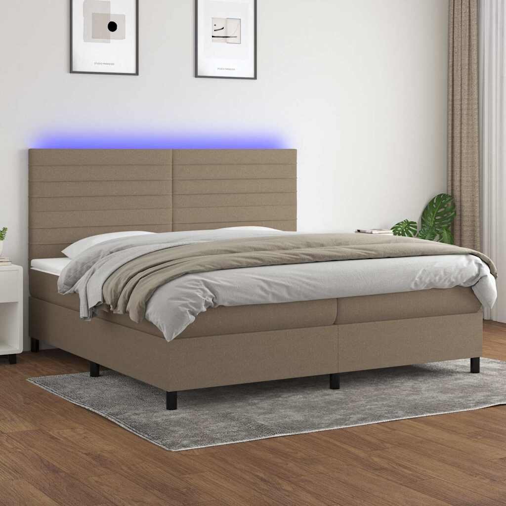 vidaXL Боксспринг легло с матрак и LED таупе 200x200 см плат
