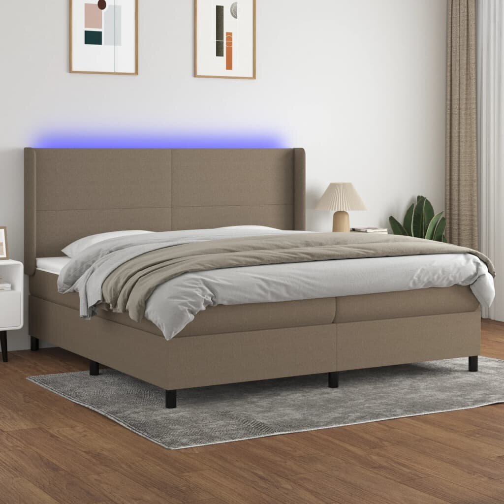 vidaXL Боксспринг легло с матрак и LED таупе 200x200 см плат