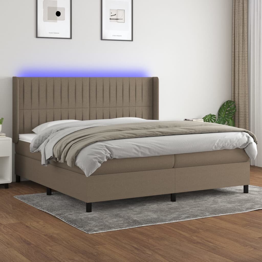 vidaXL Боксспринг легло с матрак и LED таупе 200x200 см плат
