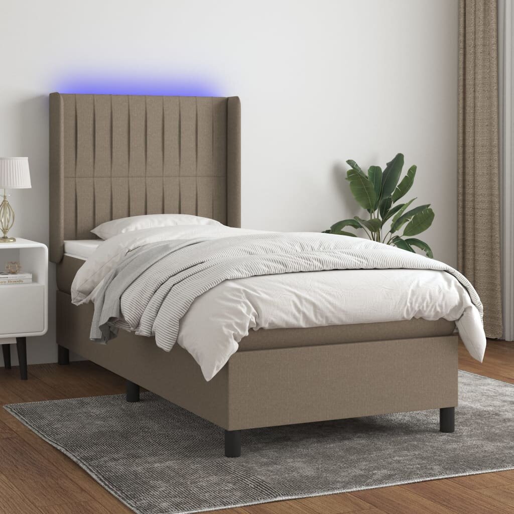 vidaXL Боксспринг легло с матрак и LED таупе 80x200 см плат