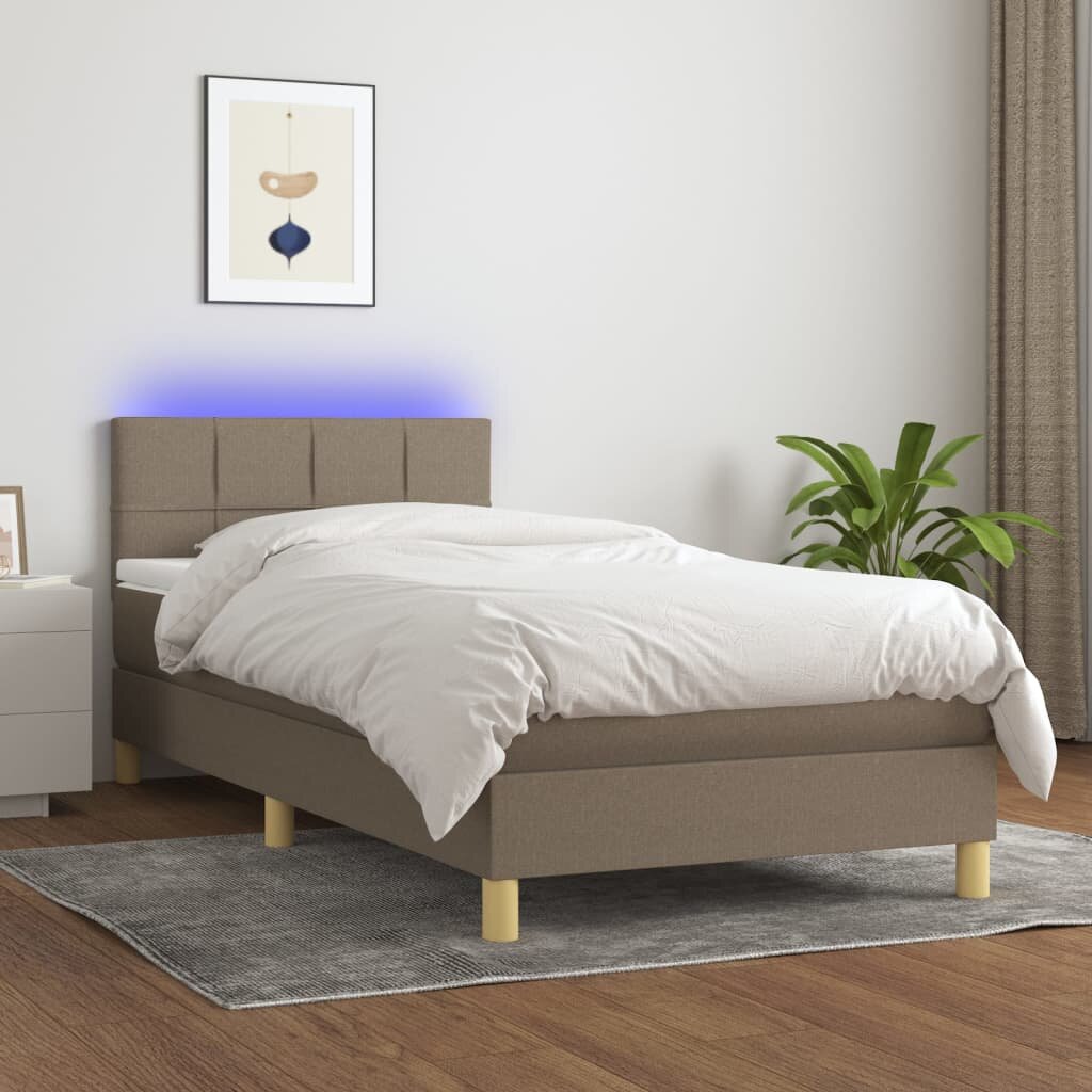 vidaXL Боксспринг легло с матрак и LED таупе 80x200 см плат