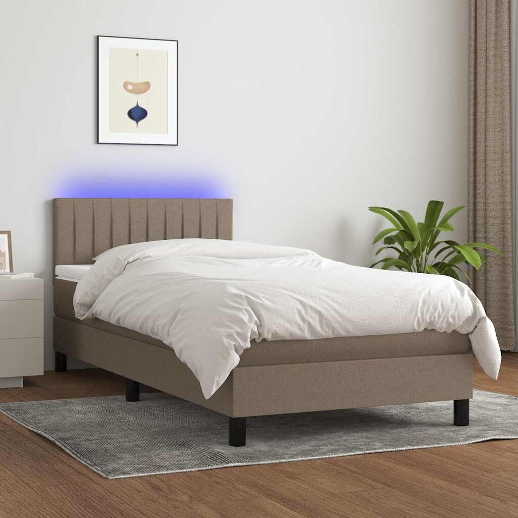 vidaXL Боксспринг легло с матрак и LED таупе 80x200 см плат