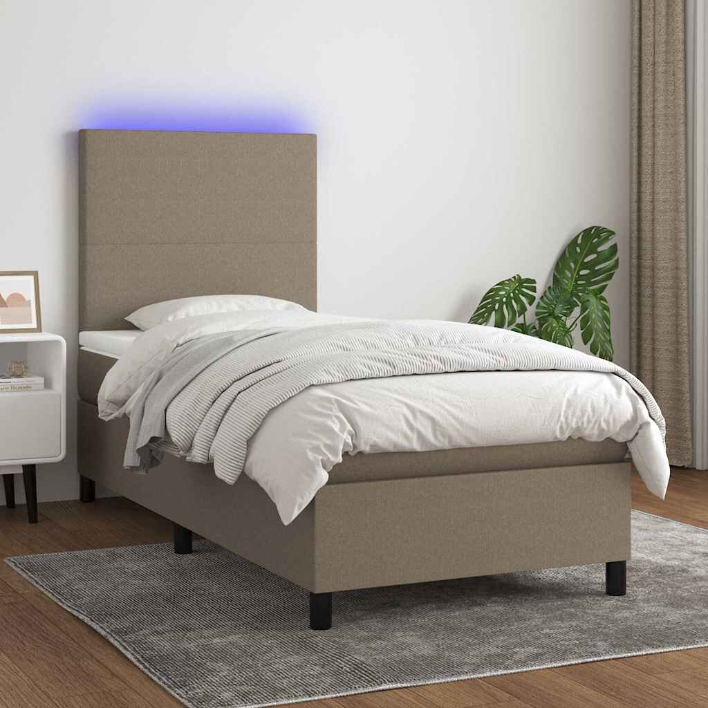 vidaXL Боксспринг легло с матрак и LED таупе 80x200 см плат