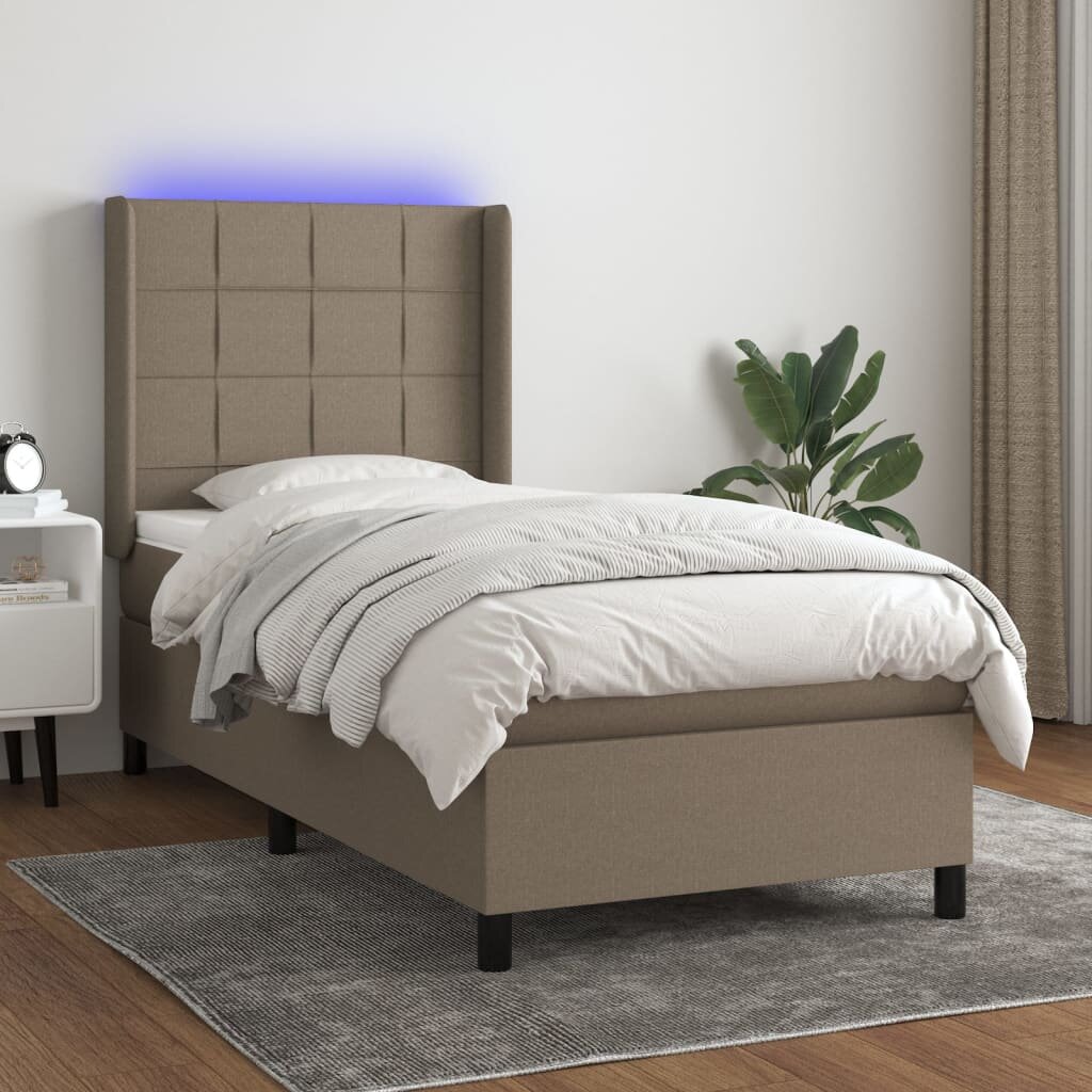 vidaXL Боксспринг легло с матрак и LED таупе 90x190 см плат