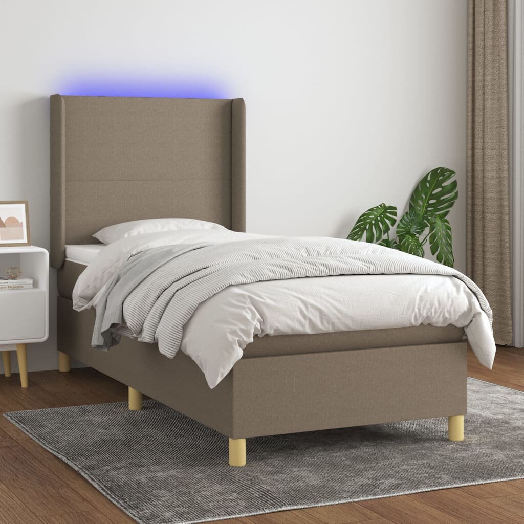 vidaXL Боксспринг легло с матрак и LED таупе 90x190 см плат