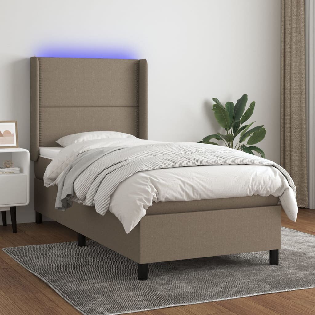 vidaXL Боксспринг легло с матрак и LED таупе 90x200 см плат