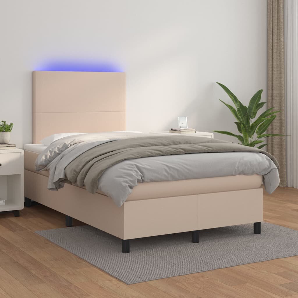 vidaXL Боксспринг легло с матрак LED капучино 120x200 см