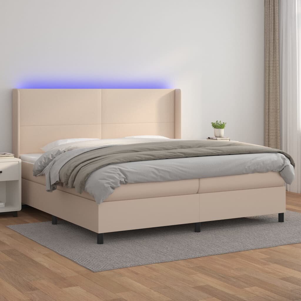 vidaXL Боксспринг легло с матрак LED капучино 200x200 см
