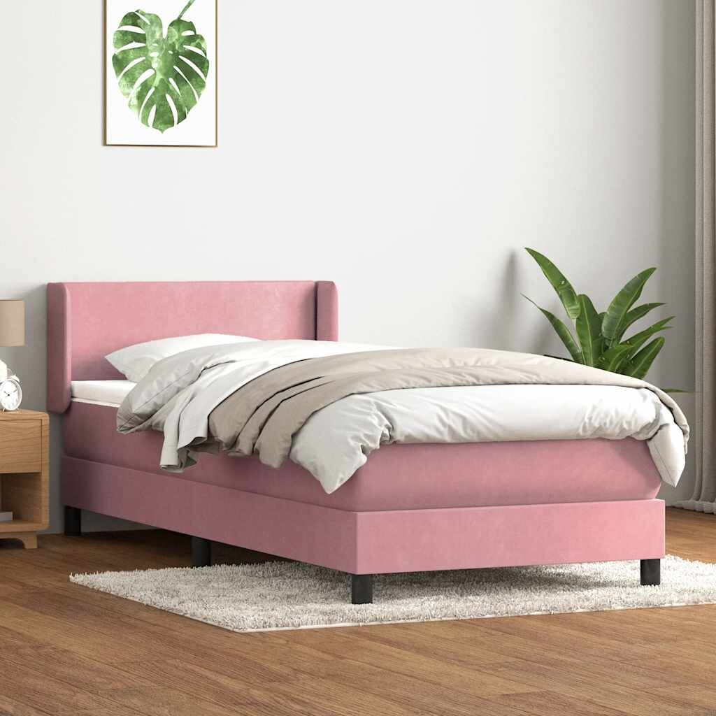 vidaXL Боксспринг легло с матрак розово 80x220 cm кадифе