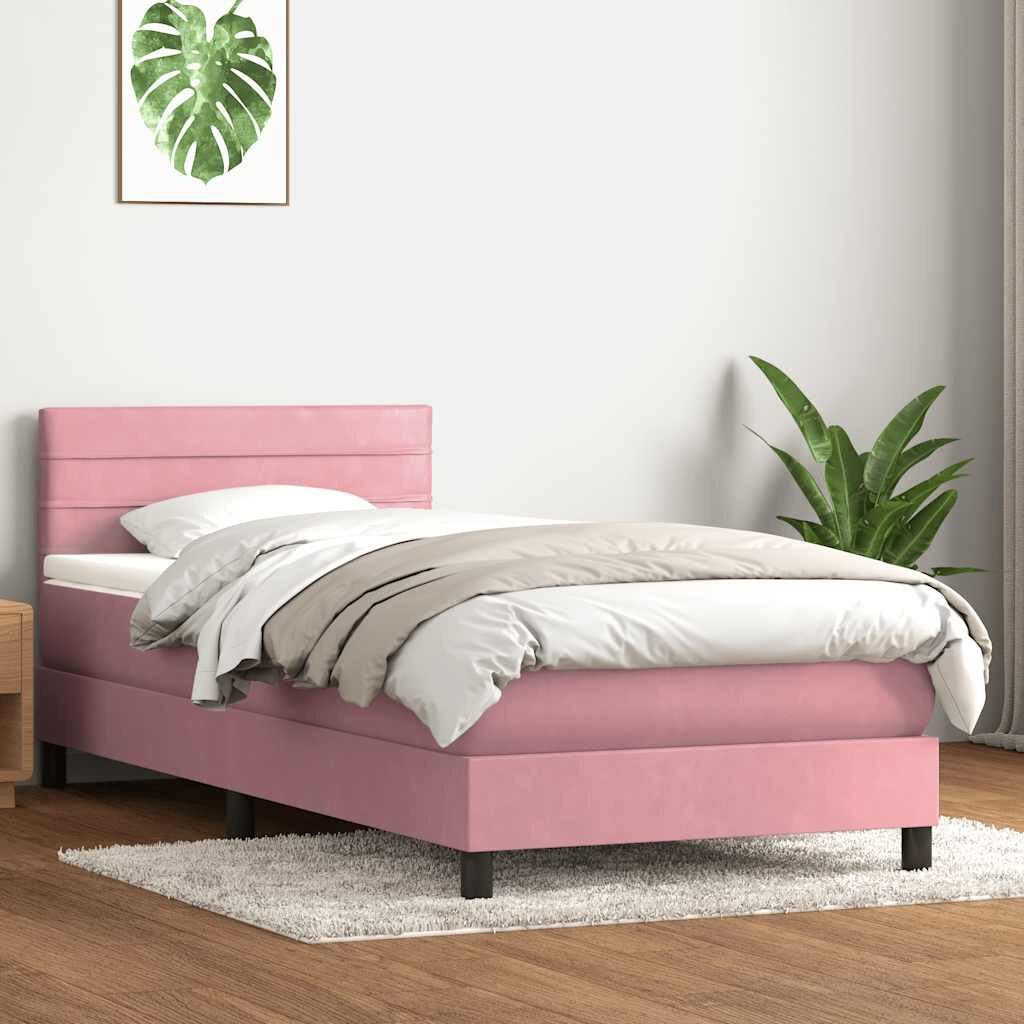 vidaXL Боксспринг легло с матрак розово 80x220 cm кадифе