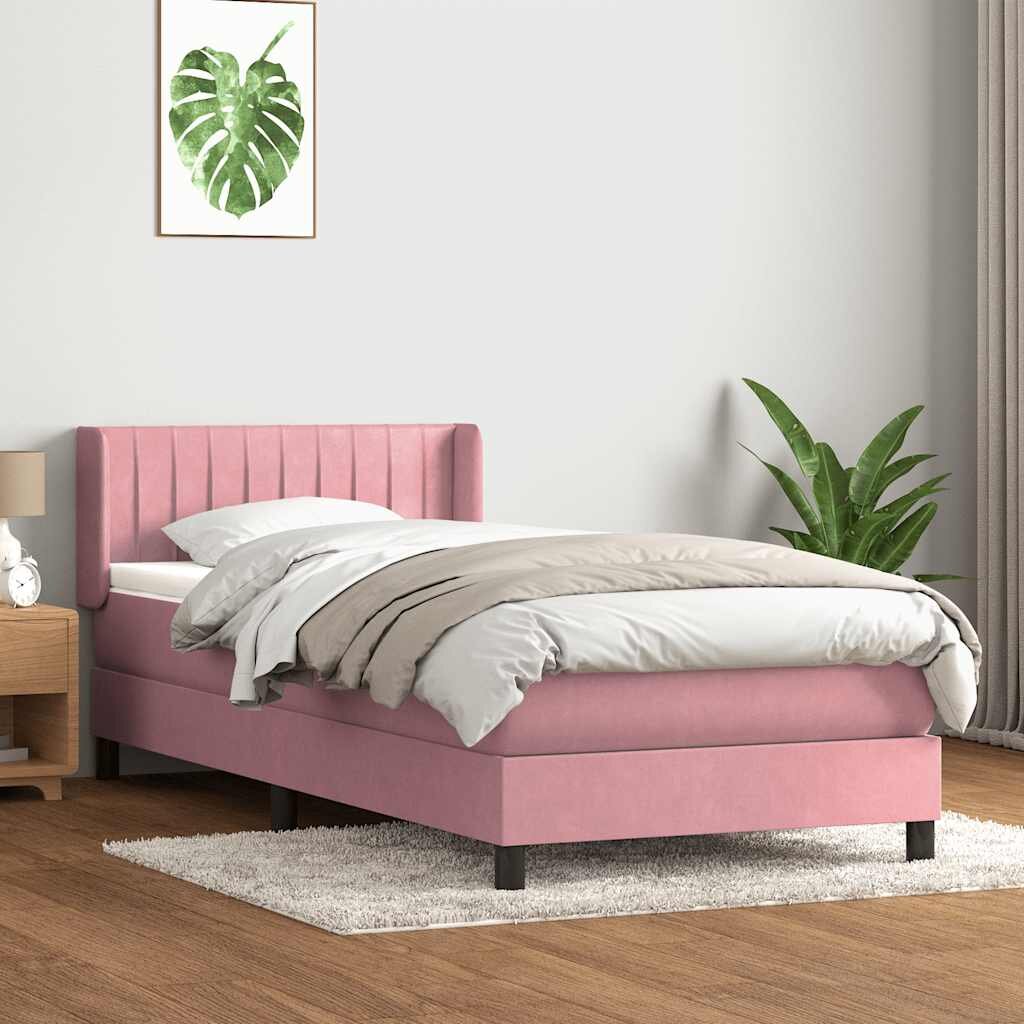 vidaXL Боксспринг легло с матрак розово 80x220 cm кадифе