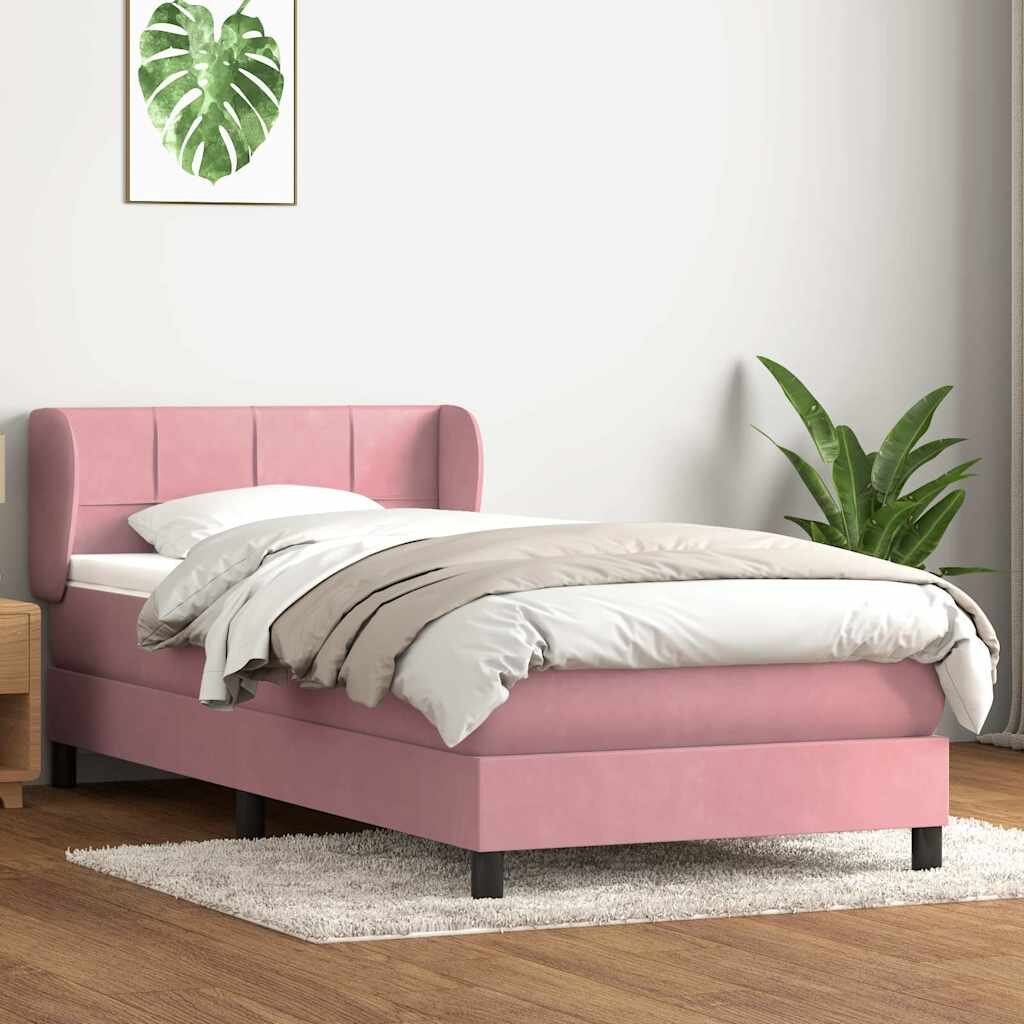 vidaXL Боксспринг легло с матрак розово 80x220 cm кадифе