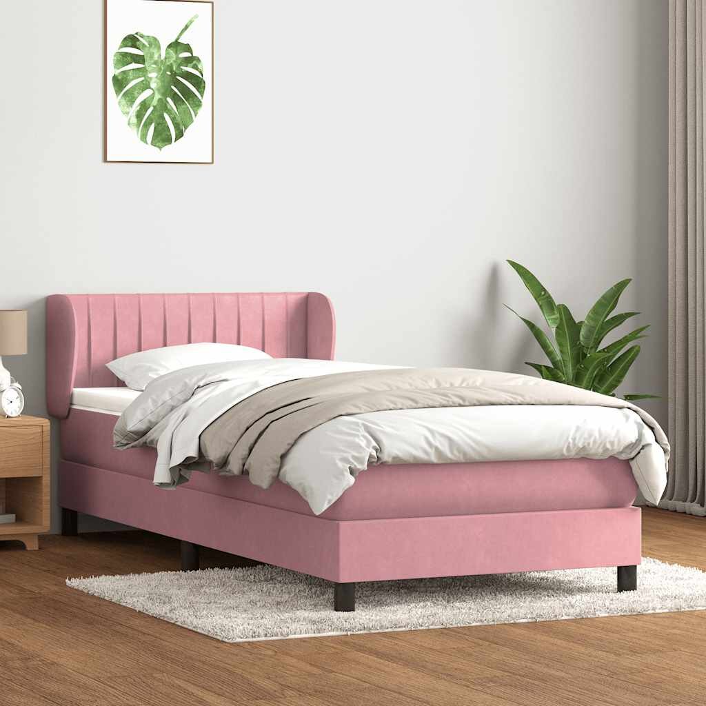 vidaXL Боксспринг легло с матрак розово 80x220 cm кадифе