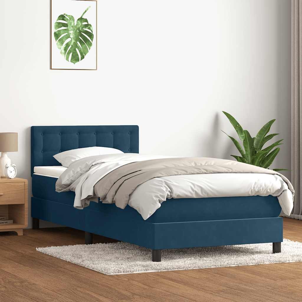 vidaXL Боксспринг легло с матрак тъмносиньо 80x210 cm кадифе