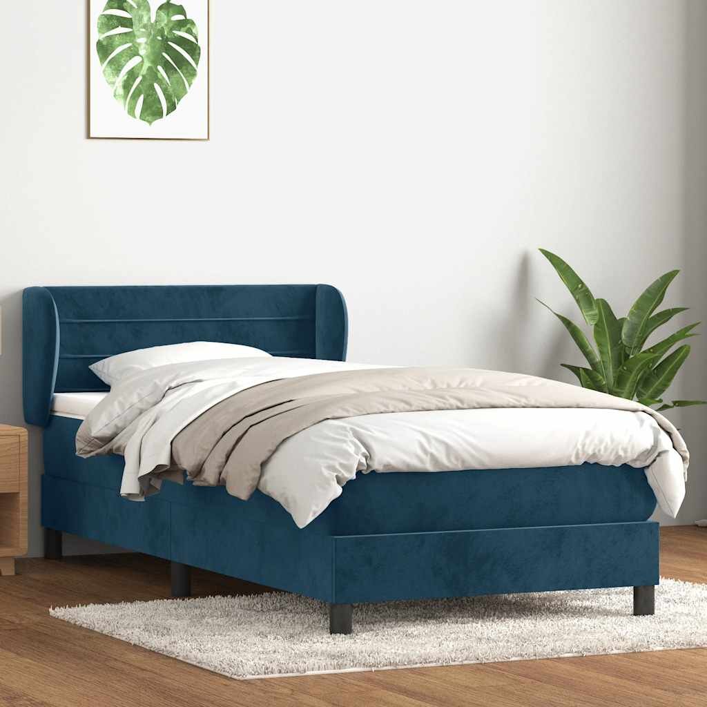 vidaXL Боксспринг легло с матрак тъмносиньо 80x220 cm кадифе