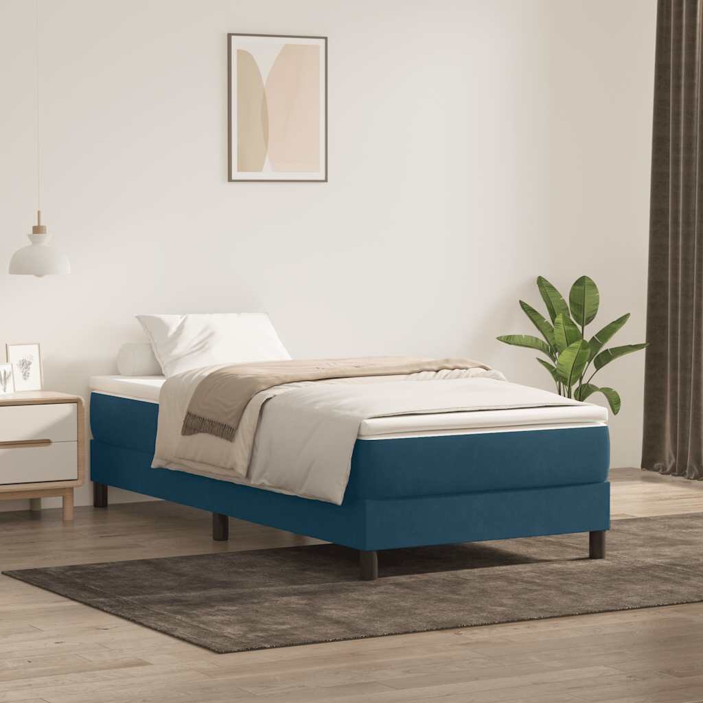 vidaXL Боксспринг легло с матрак тъмносиньо 80x220 cm кадифе